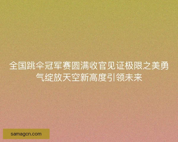 全国跳伞冠军赛圆满收官见证极限之美勇气绽放天空新高度引领未来